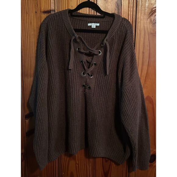 American Eagle  women’s oversized chunky sweater brown fall size large - Picture 1 of 3